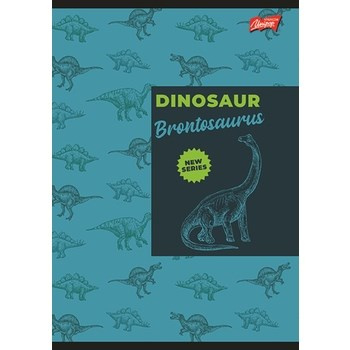 Unipap zeszyt okładka laminowana A5, 16 kartek, linia dwukolorowa DINOSAUR