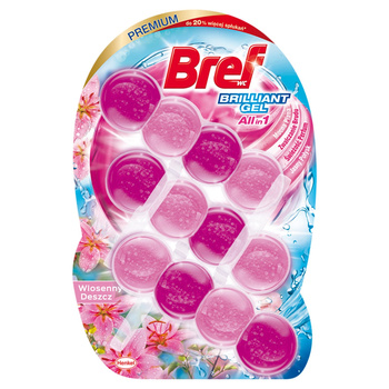 Bref WC Brilliant Gel All in 1 Zawieszka myjąco-zapachowa do muszli WC wiosenny deszcz 3 x 42 g