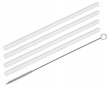 Słomki szklane 22 cm ze szczoteczką 4 szt