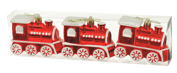 JUMI Bombki plastikowe w kształcie ciuchci 3 szt czerwony