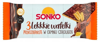 Sonko 3 Lekkkie wafelki pełnoziarniste w czekoladzie 36g