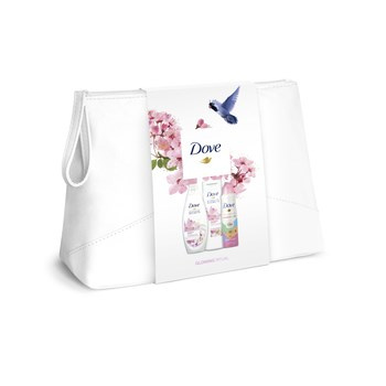 Dove FW MEDIUM WASHBAG 1 (SG+BL+DEO) - GLOWING RITUAL SG 250ML + GLOWING RITUAL BL 250ML+ INVISIBLE CARE FLORAL TOUCH DEO 150ML - BIRDS SLEEVE DESIGN