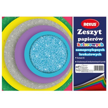 Zeszyt Papierów Kolorowych Samoprzylepnych Brokatowionych A5/8k. Rexus