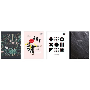 Brulion A5/96 kartek, kratka oprawa półtwarda mix wzorów, INTERDRUK