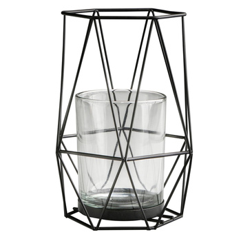Świecznik metalowy 14,8x14,8x17,8 cm czarny