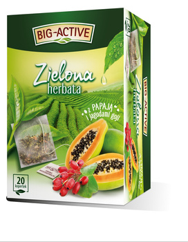 Big-Active Zielona herbata z papają i jagodami goji 34 g (20 x 1,7 g)