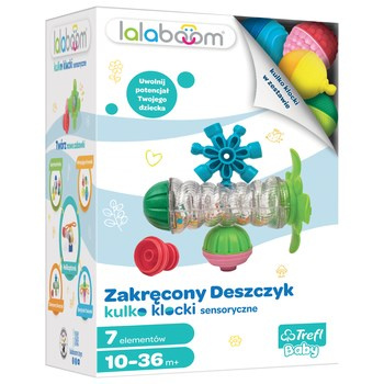 Lalaboom mini Zakręcony Deszczyk / Sprężyste Tasiemki kulko-klocki sensoryczne Trefl