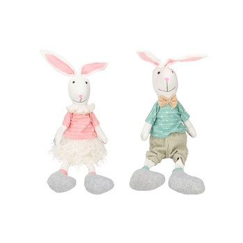 EM&EM Wielkanocna figurka tekstylna królik 14x10x60 cm mix