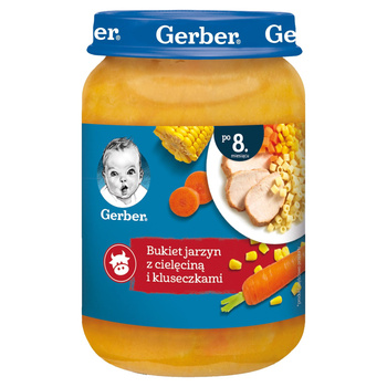 Gerber Bukiet jarzyn z cielęciną i kluseczkami dla niemowląt po 8 miesiącu 190g