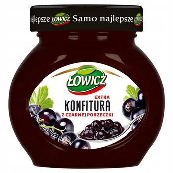 Łowicz Konfitura extra z czarnej porzeczki o obniżonej zawartości cukrów 240 g
