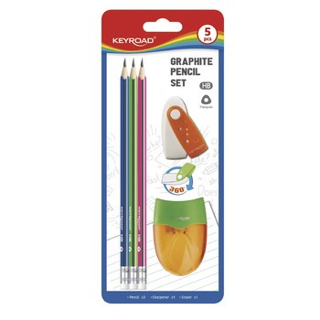 Zestaw szkolny KEYROAD 5 przyborów blister mix kolorów