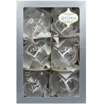 Vitbis Bombka szklana transparentne w białe drzewka 80 mm 6szt.