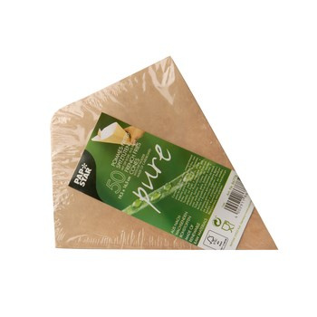 Papstar Torebki na frytki z miejscem na DIP, papierowe, "pure", 19,5 cm x 16,5 cm, kolory: brązowy/biały, pojemność 100 g, 50 szt
