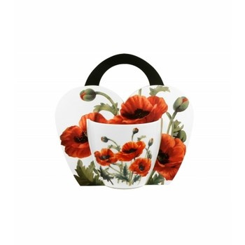 Kubek porcelanowy 460 ml w "koszyczku" CLASSIC POPPIES