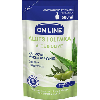 On Line Kremowe mydło w płynie opakowanie uzupełniające aloes i oliwka 500ml