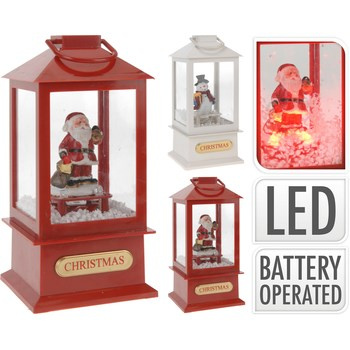 Latarnia z led i śniegiem 23cm