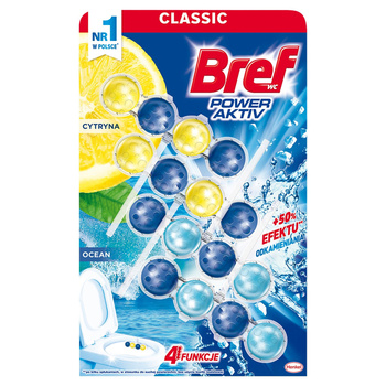 Bref WC Power Aktiv Zawieszka myjąco-zapachowa do muszli WC soczysta cytryna+morska bryza 4 x 50 g