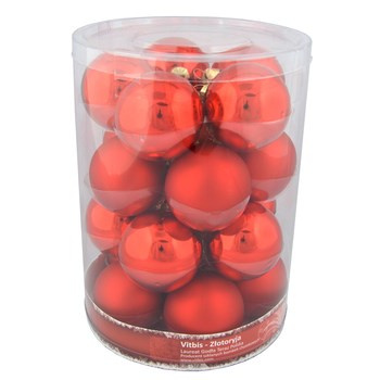Bombka szklana gładka 60mm/20 szt czerwona, tuba