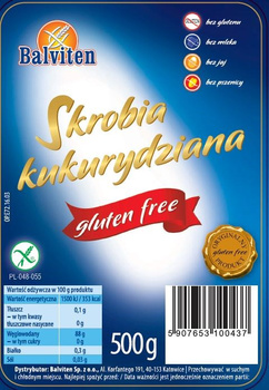 Balviten Skrobia kukurydziana bezglutenowa 500g.