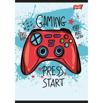 Unipap zeszyt okładka laminowana A5, 16 kartek, linia dwukolorowa GAMEPAD