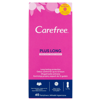 Carefree Plus Long Wkładki higieniczne świeży zapach 40 sztuk