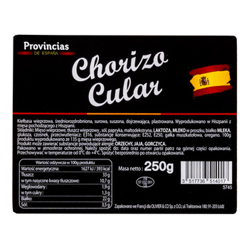 Chorizo Cular plastry 250g Gusseti