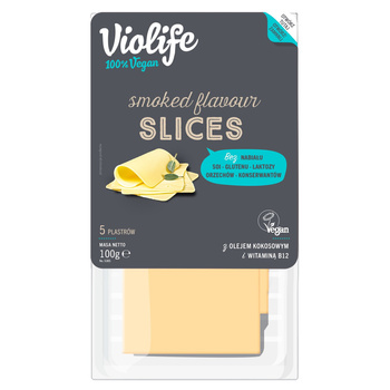 Violife Produkt na bazie oleju kokosowego o smaku wędzonym plastry 100 g (5 sztuk)