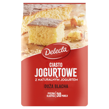 Delecta Duża Blacha Ciasto jogurtowe z naturalnym jogurtem mieszanka do wypieku ciasta 600 g