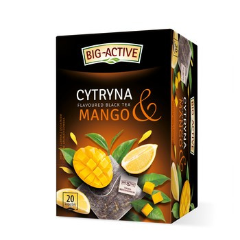 Big-Active Herbata Czarna Aromatyzowana o Smaku Mango i Cytryny. 20 torebek x 2g