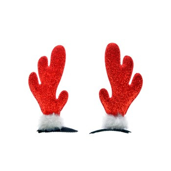 Brokatowe rogi renifera (2 szt.) czerwone