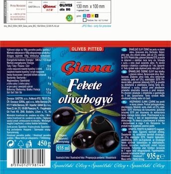 Hiszpańskie oliwki czarne bez pestki w słonej zalewie  935ml