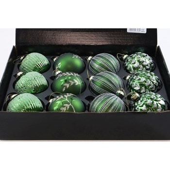 EM&EM Bombka szklana 8cm mix odcienie zieleni