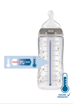 NUK FirstChoice+ Butelka 300ml ze wskaźnikiem temperatury i ze smoczkiem silikonowym 0-6 m-cy