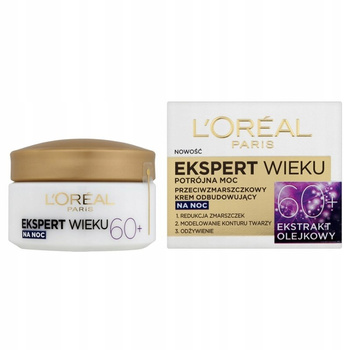 L'Oreal Paris Ekspert Wieku 60+ Przeciwzmarszczkowy krem odbudowujący na noc 50 ml