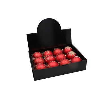 EM&EM Bombka szklana 8cm czerwono-złota mix