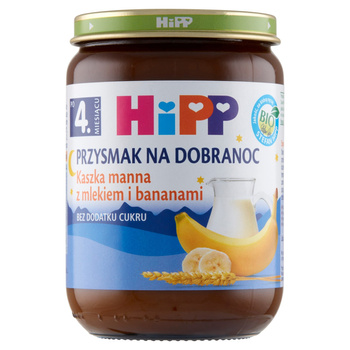HiPP BIO Przysmak na Dobranoc Kaszka manna zmlekiem i bananami po 4 miesiącu 190g
