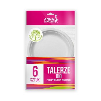 Anna Zaradna Talerze bio z pulpy trzciny cukrowej 6szt.