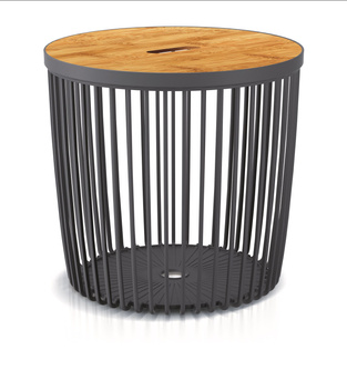 Kosz Clubo z pokrywą bambusową ICLU35T, antracyt  Prosperplast