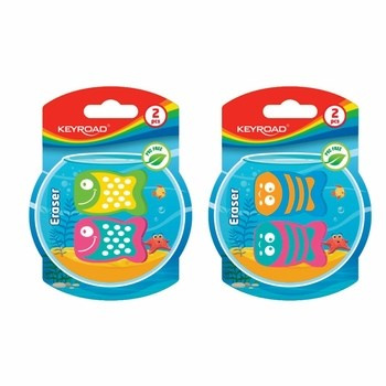 Gumka do ścierania KEYROAD Funny Fish 2 szt blister mix Kolorów