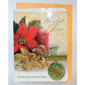 Karnet B6 brokatowany z nalepianym elementem, koperta kolor