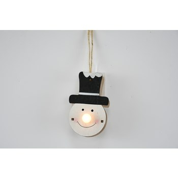 Drewniana zawieszka bałwanek LED