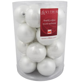 Vitbis Bombka szklana gładka biała 30mm 20szt.