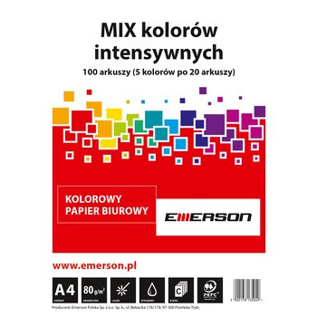 Papier ksero A4 mix kolorów intensywnych XEM1001N, opak.=100arkuszy (5kolorów X 20arkuszy)