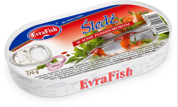 EVRAFISH śledź w sosie pomidorowym 170g