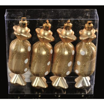 Jumi Formówki plastikowe cukierki matowe - brokatowe - dekoracyjne - komplet 4 sztuki