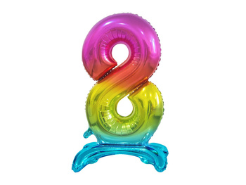 Balon foliowy B&C Cyfra stojąca 8, tęczowa, 74 cm