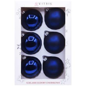 Vitbis Bombka szklana gładka granatowa 80mm 6szt.