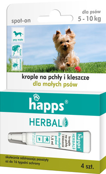 Happs Herbal Krople na pchły i kleszcze dla małych psów 4 x 1ml