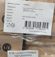 Guillin Polska Zestaw drewnianych sztućców Nóż, Widelec, Serwetka 100szt.