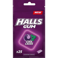 Halls Gum Guma do żucia bez cukru o smaku czarnej porzeczki 36,5 g (25 sztuk)